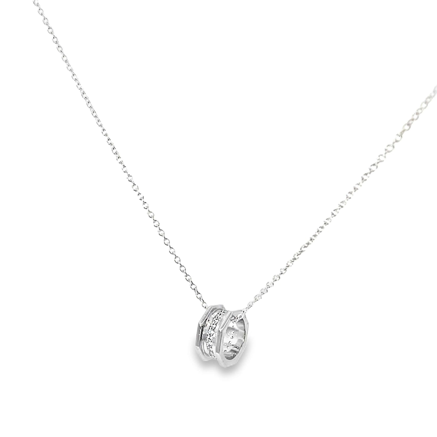 ELEGANT CIRCLE CHARM SILVER PENDANT CHAIN