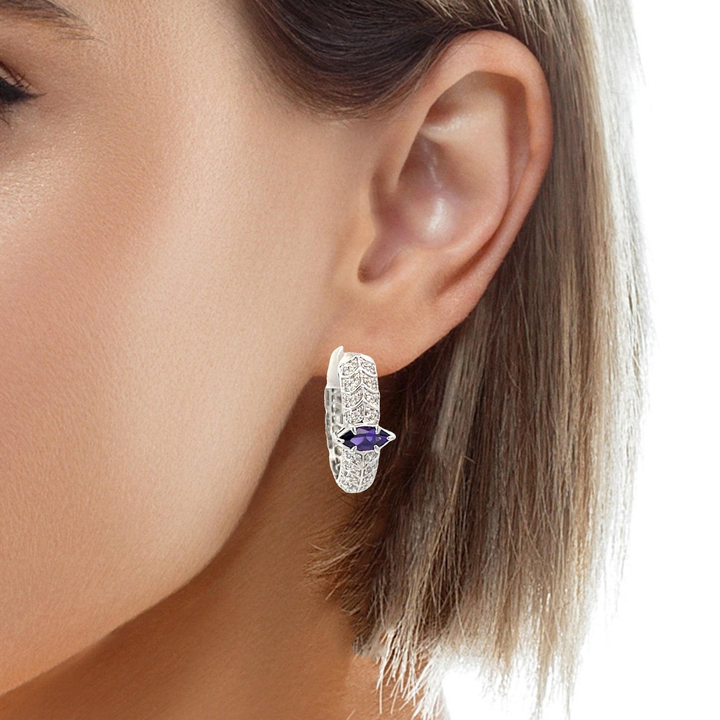 MARQUISE SILVER HOOPS