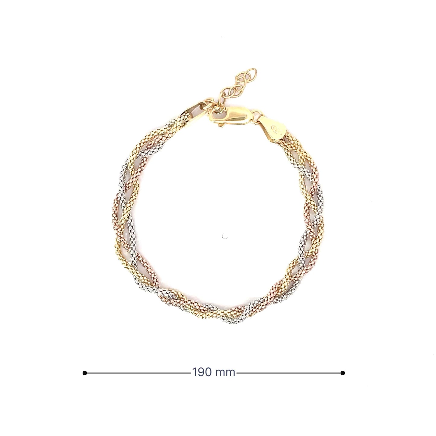 BRAIDED THREE TONE SILVER BRACELETE