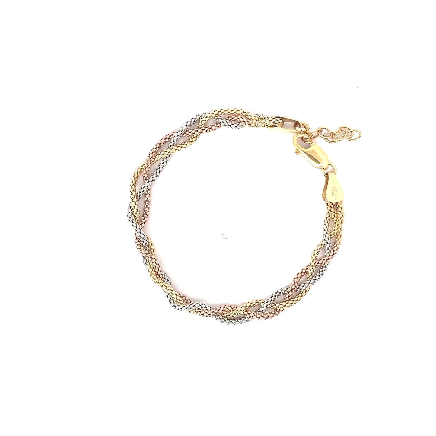 BRAIDED THREE TONE SILVER BRACELETE