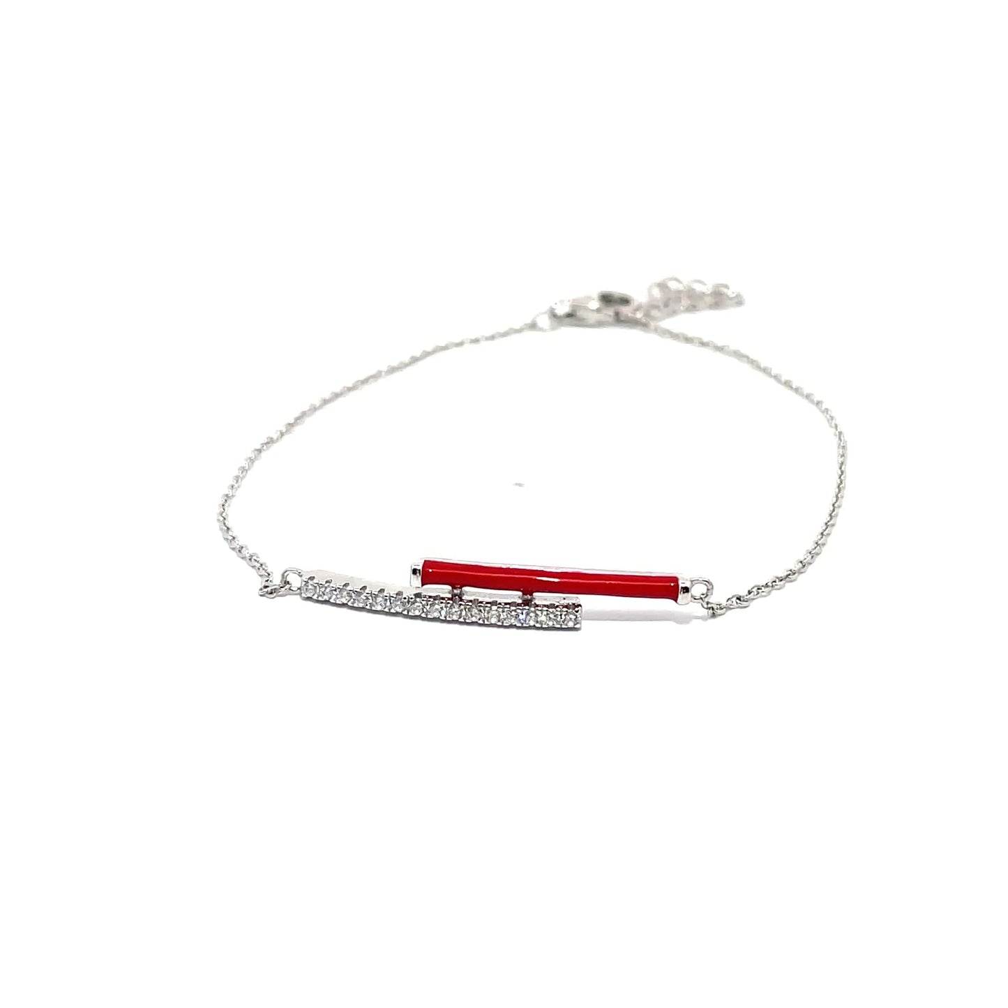 CRIMSON BAR SPARK SILVER BRACELET