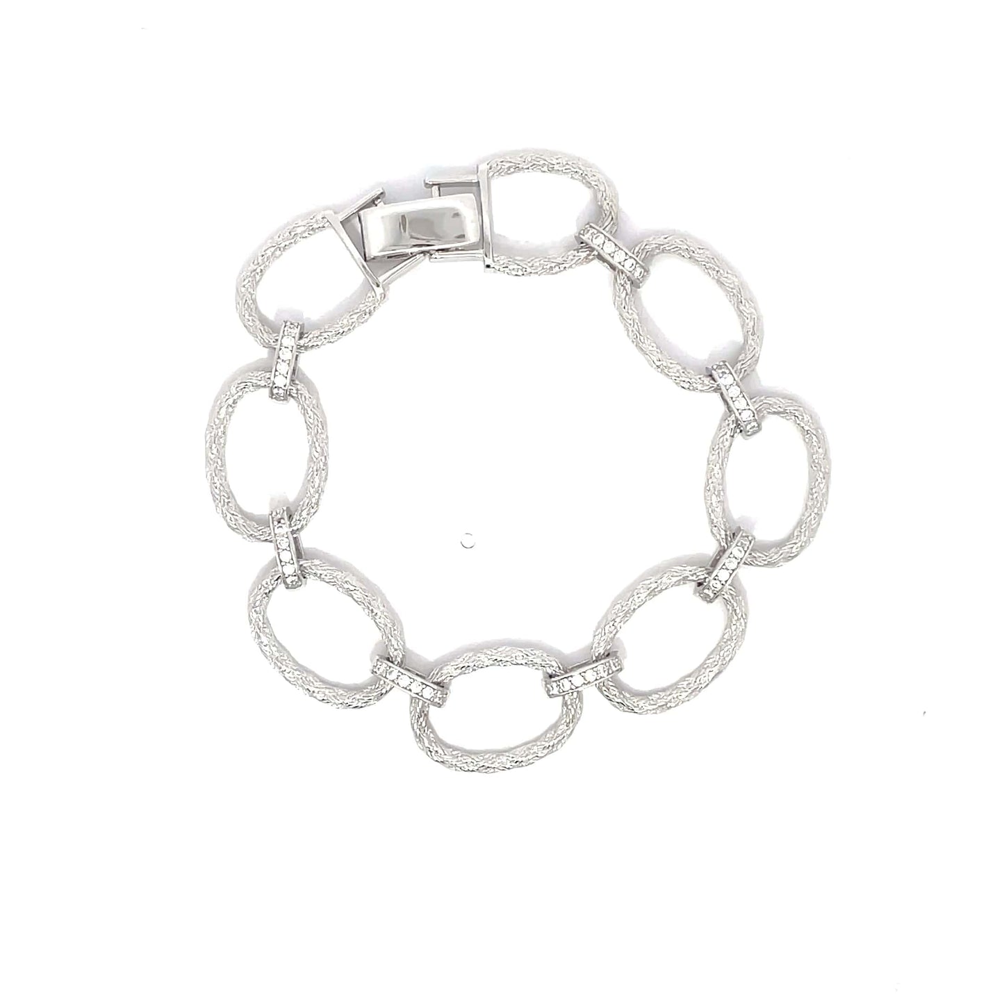 OVAL GLAM LOOP SILVER BRACELET