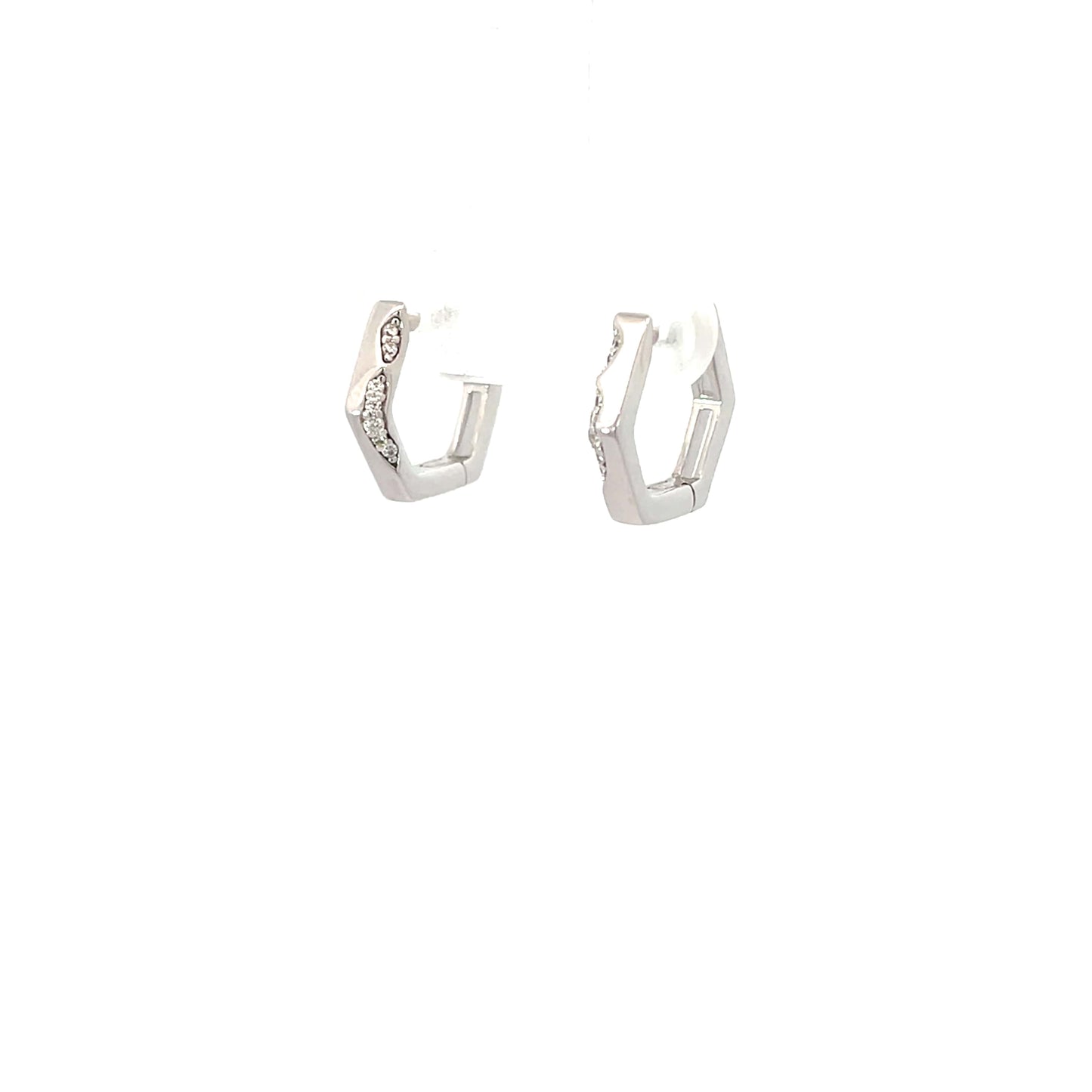 HEXAGON SHINE SILVER HOOPS