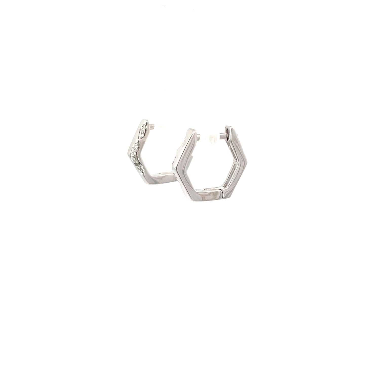 HEXAGON SHINE SILVER HOOPS