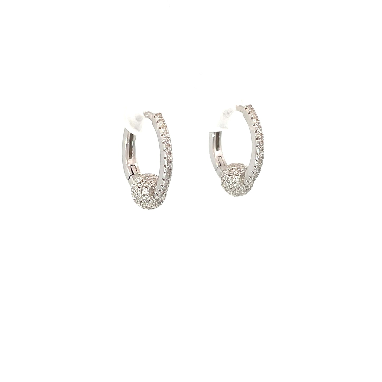 CRYSTAL ORBIT SILVER HOOPS
