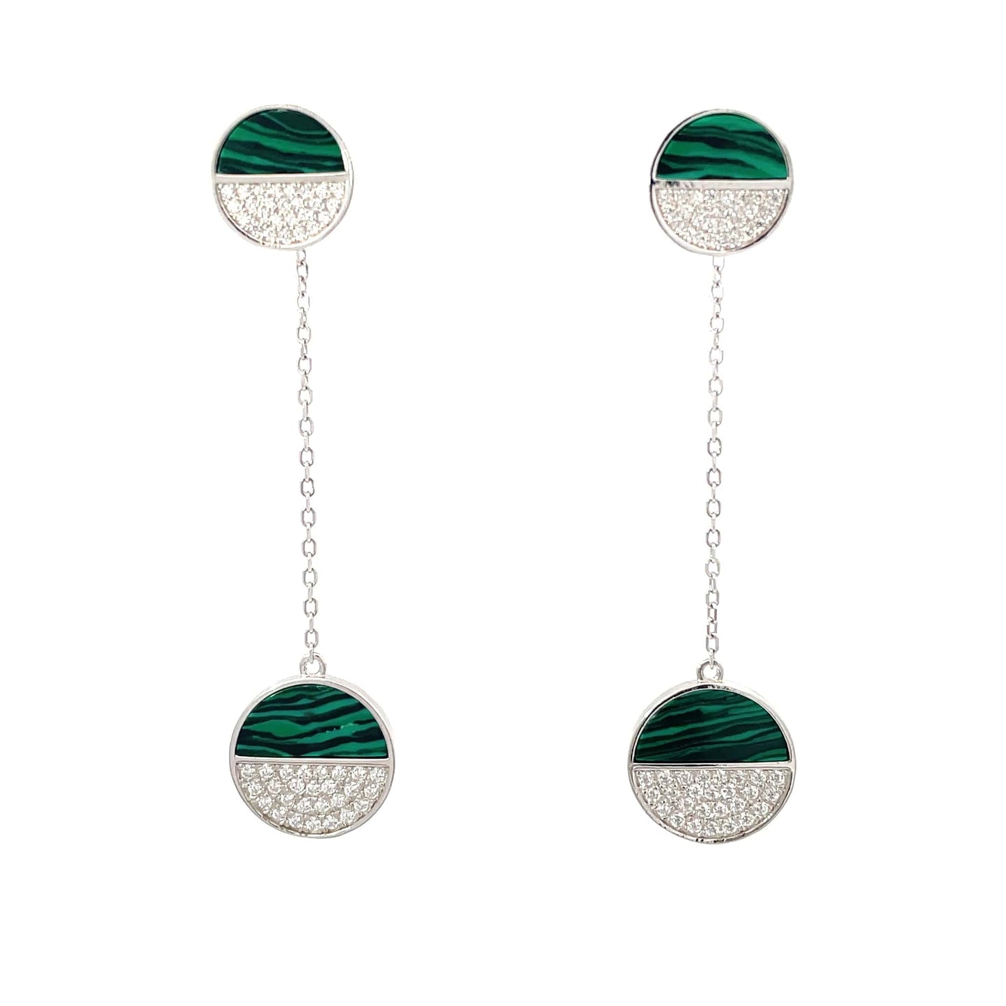 TWO TONE DANGLE SILVER EARRINGS