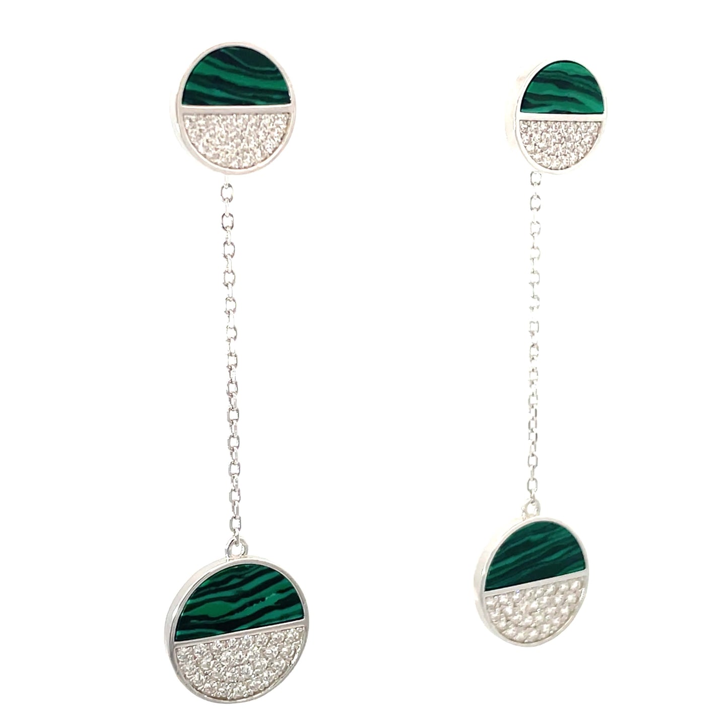 TWO TONE DANGLE SILVER EARRINGS