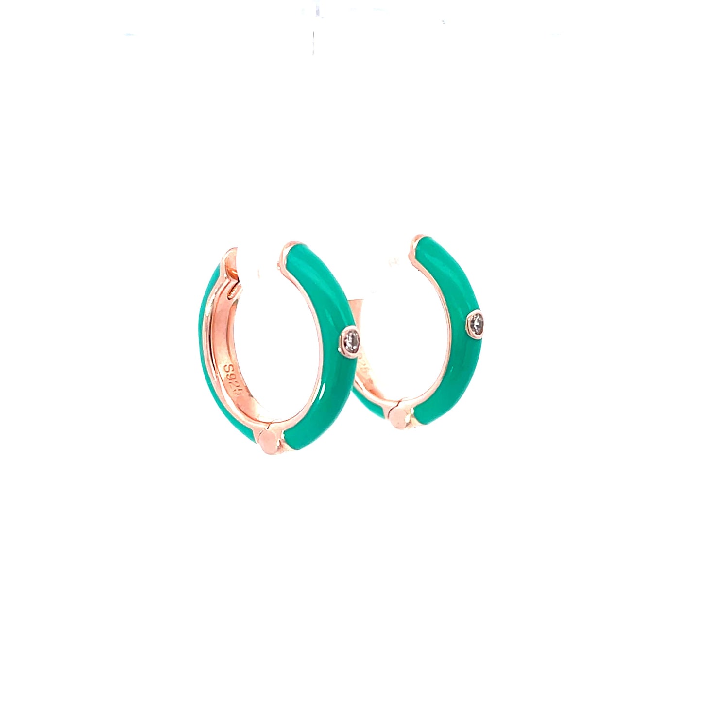 TEAL AURA ROSE GOLD HOOPS