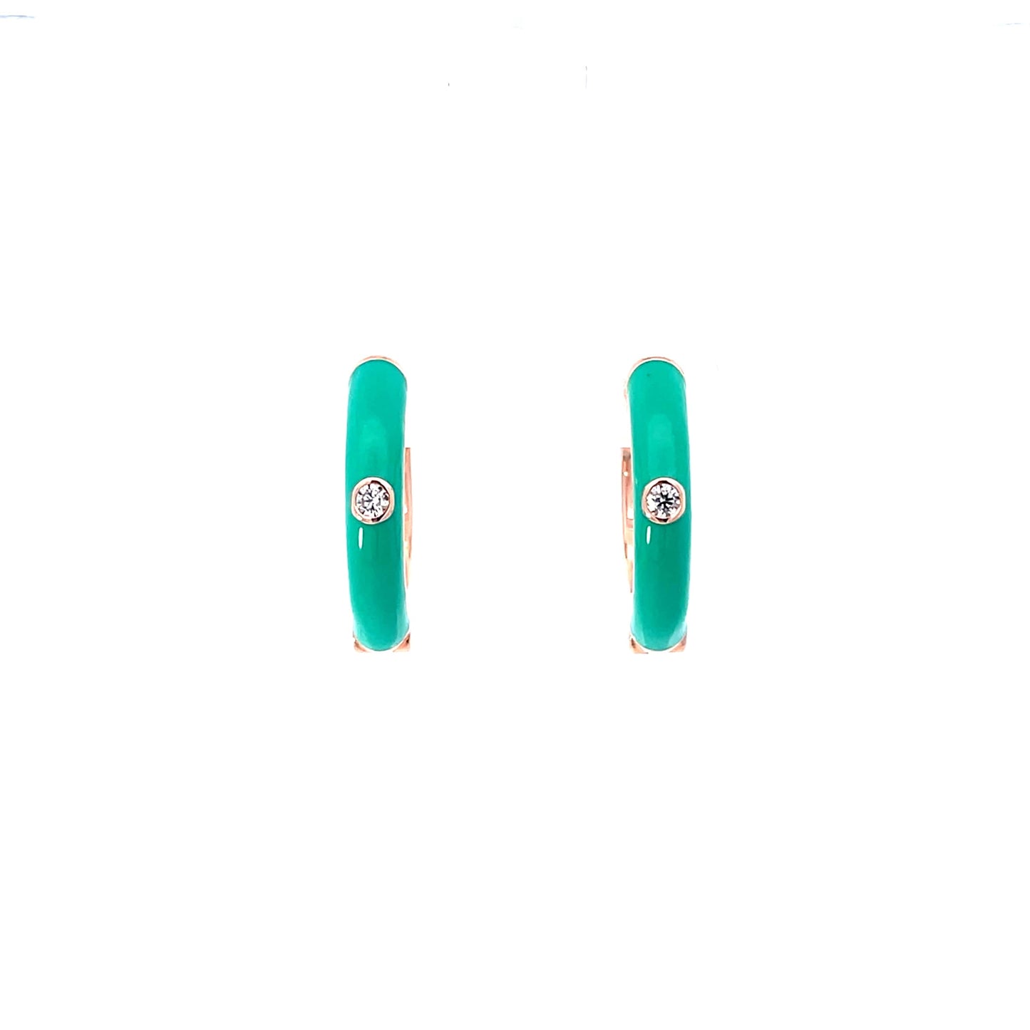 TEAL AURA ROSE GOLD HOOPS