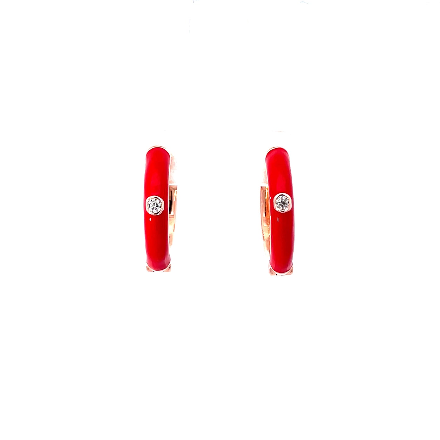 RED AURA ROSE GOLD HOOPS