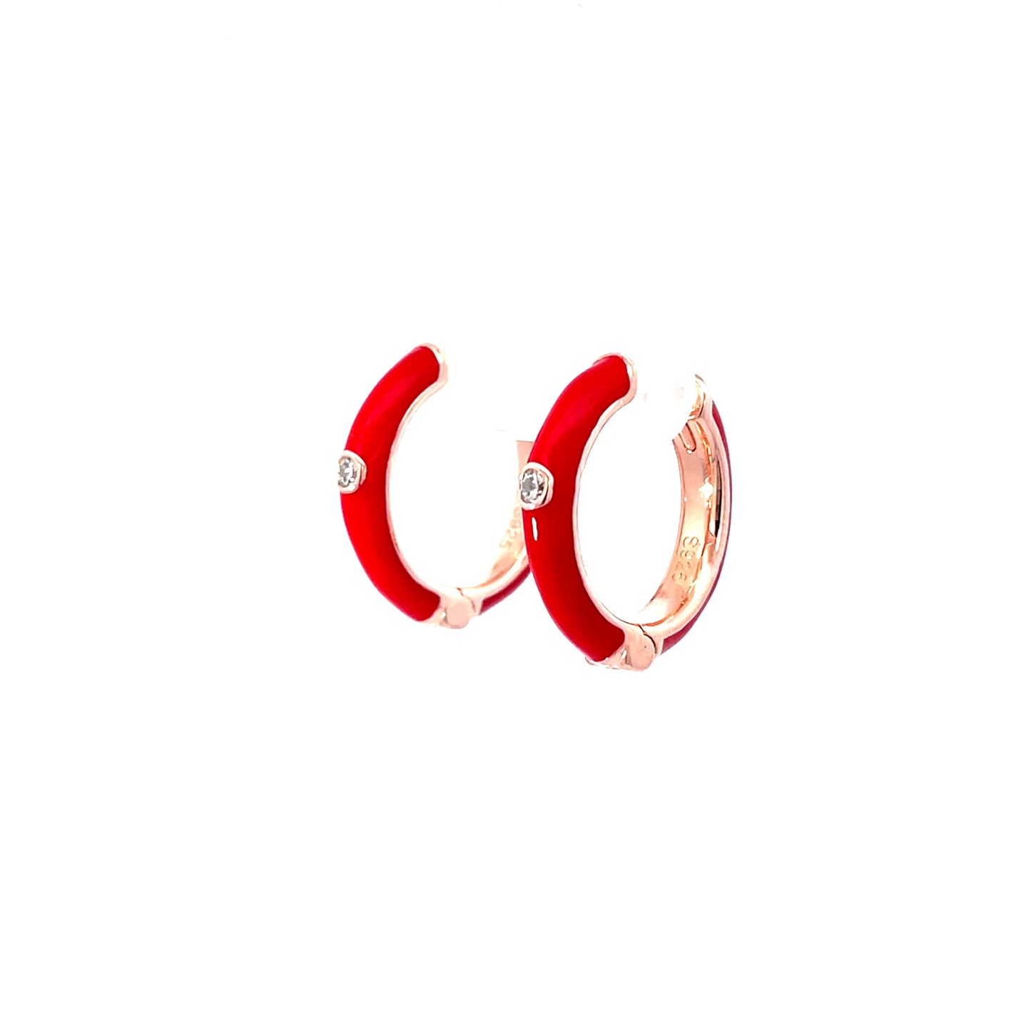 RED AURA ROSE GOLD HOOPS