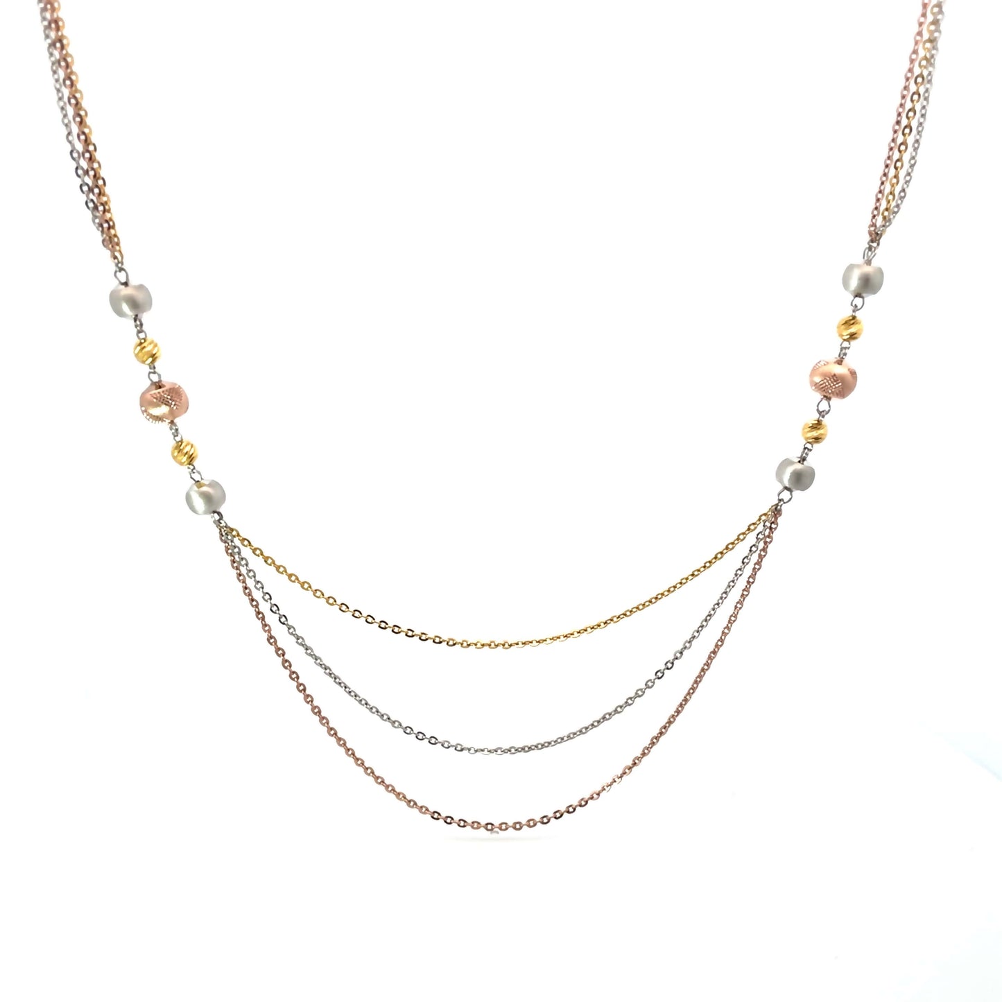 METALLIC TRIO SILVER NECKLACE