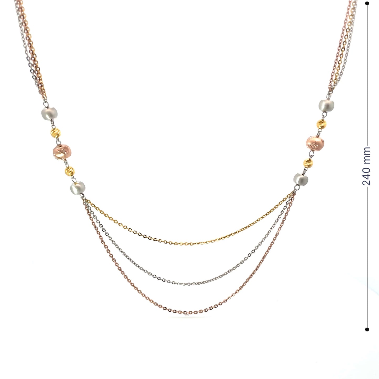 METALLIC TRIO SILVER NECKLACE