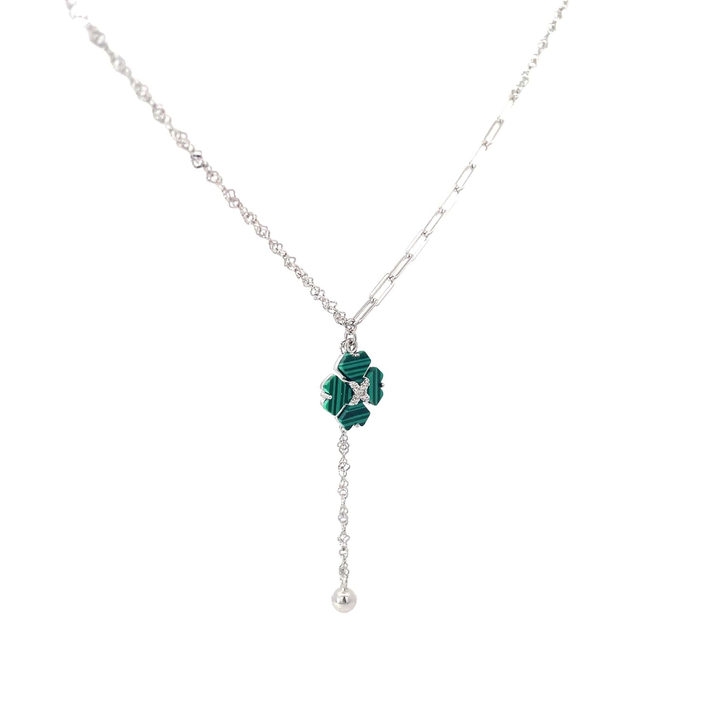 EMERALDCLOVER DROP SILVER PENDANT