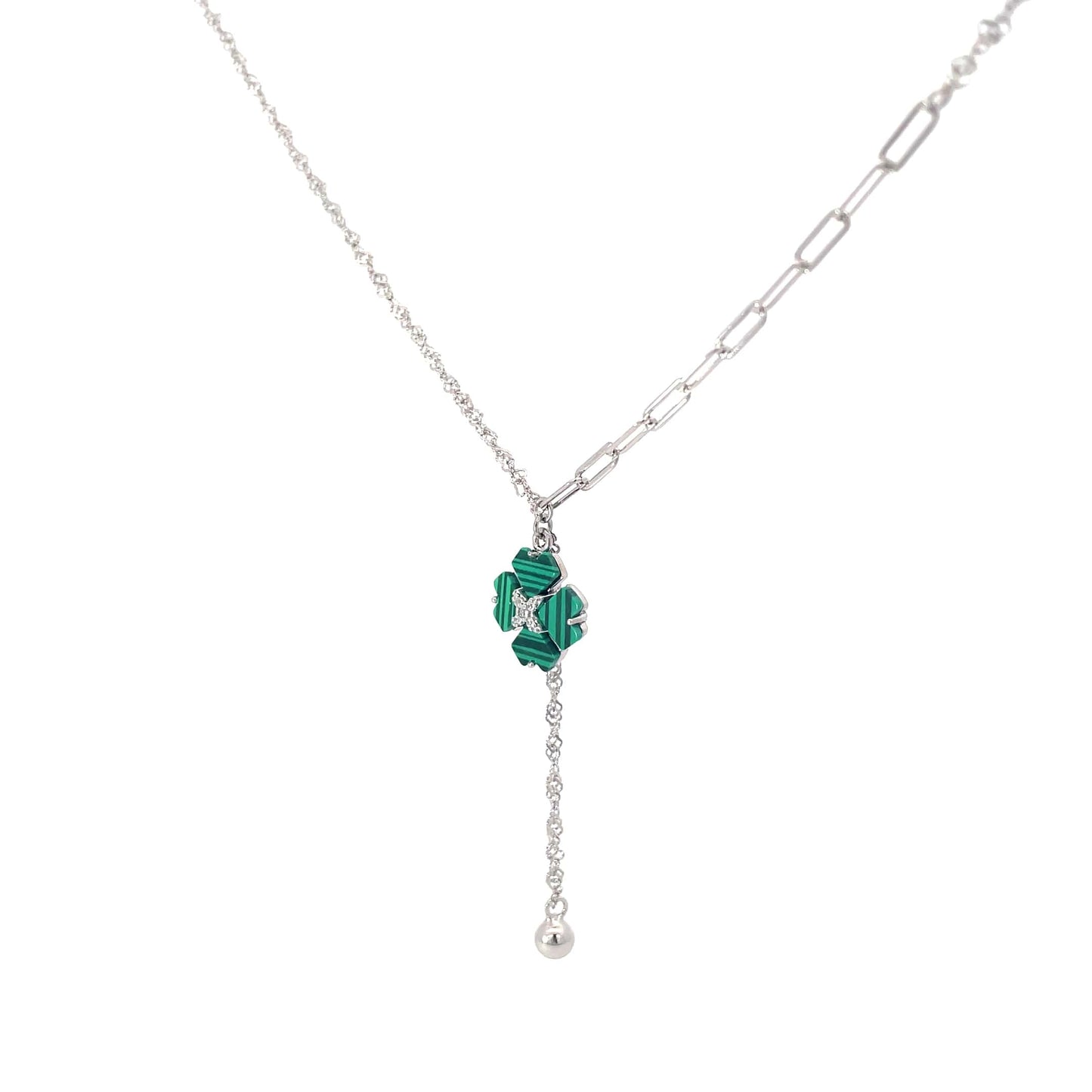 EMERALDCLOVER DROP SILVER PENDANT