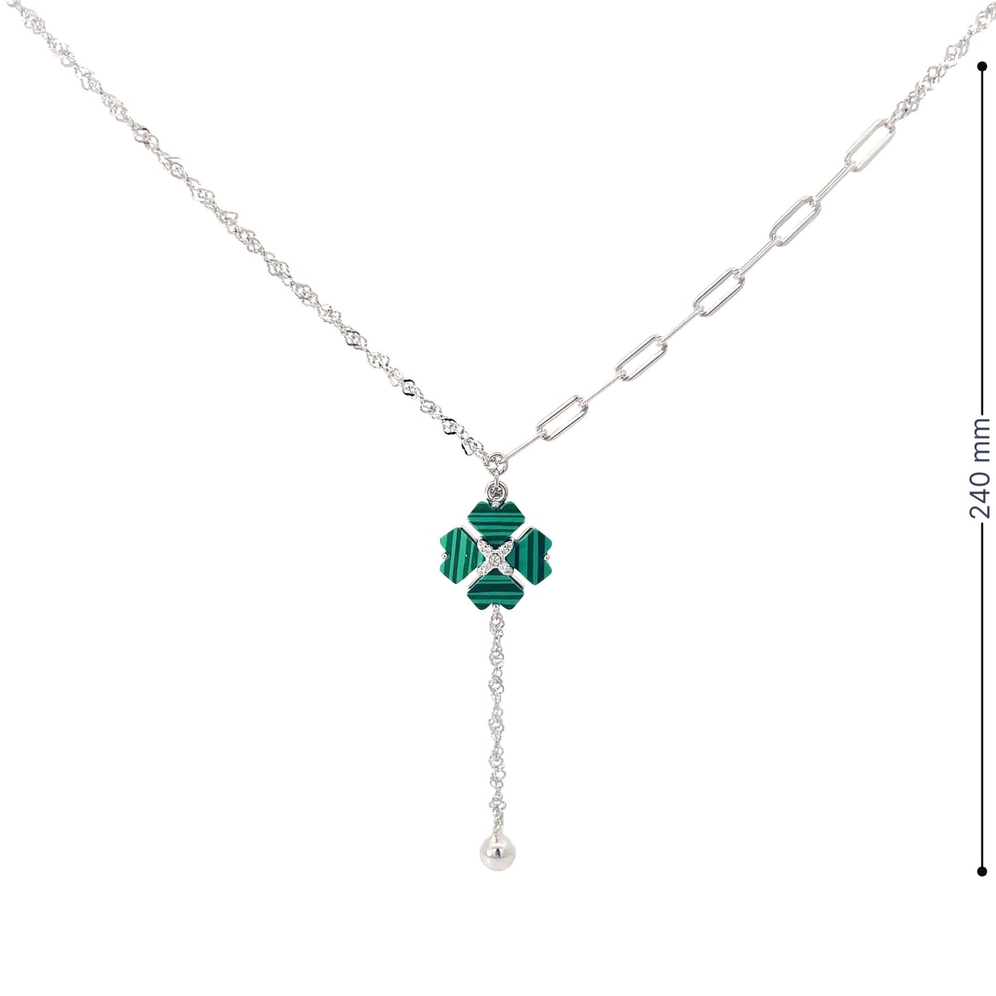 EMERALDCLOVER DROP SILVER PENDANT