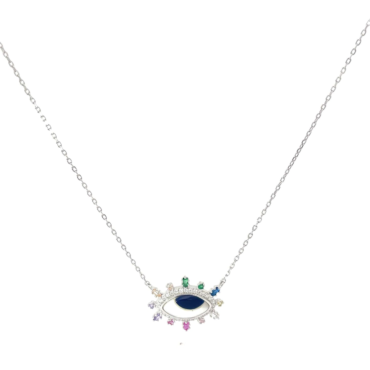 RAINBOW EVIL EYE SILVER NECKLACE