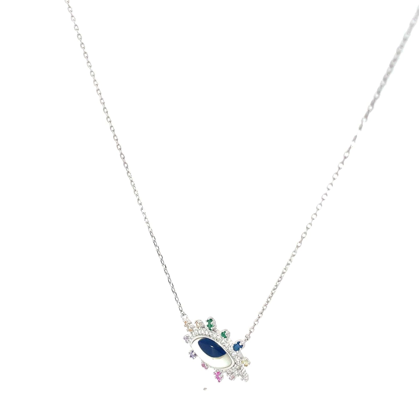 RAINBOW EVIL EYE SILVER NECKLACE