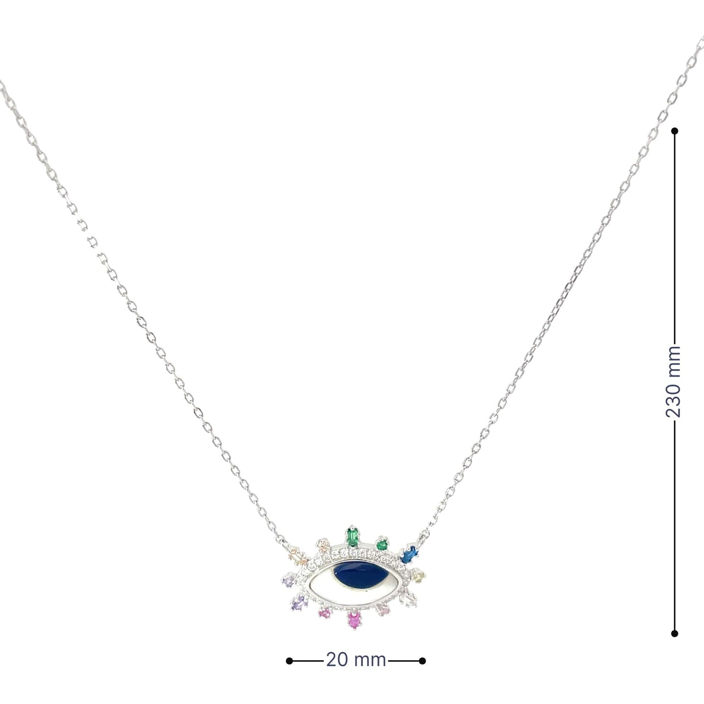 RAINBOW EVIL EYE SILVER NECKLACE