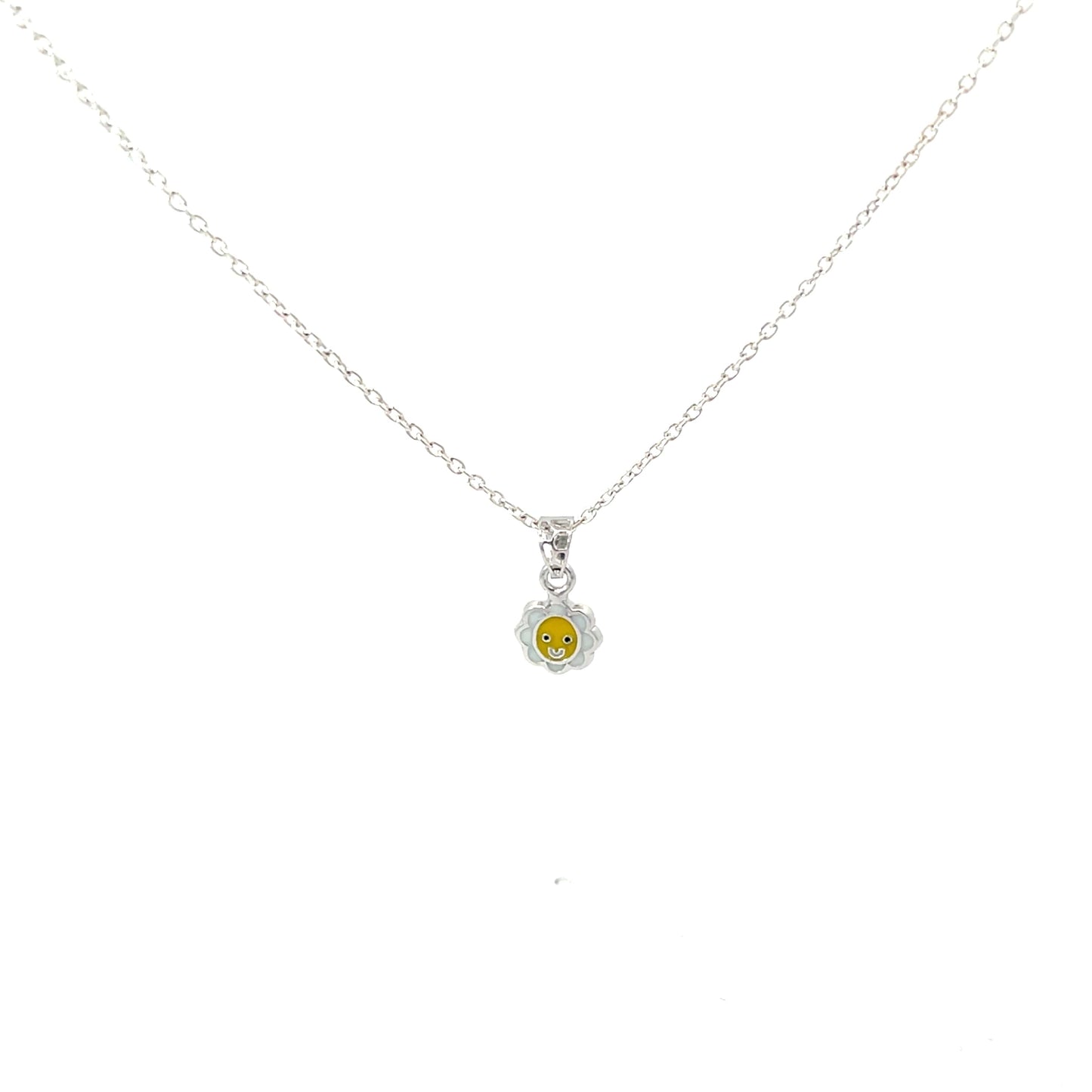 SMILEY FLOWER SILVER PENDANT CHAIN