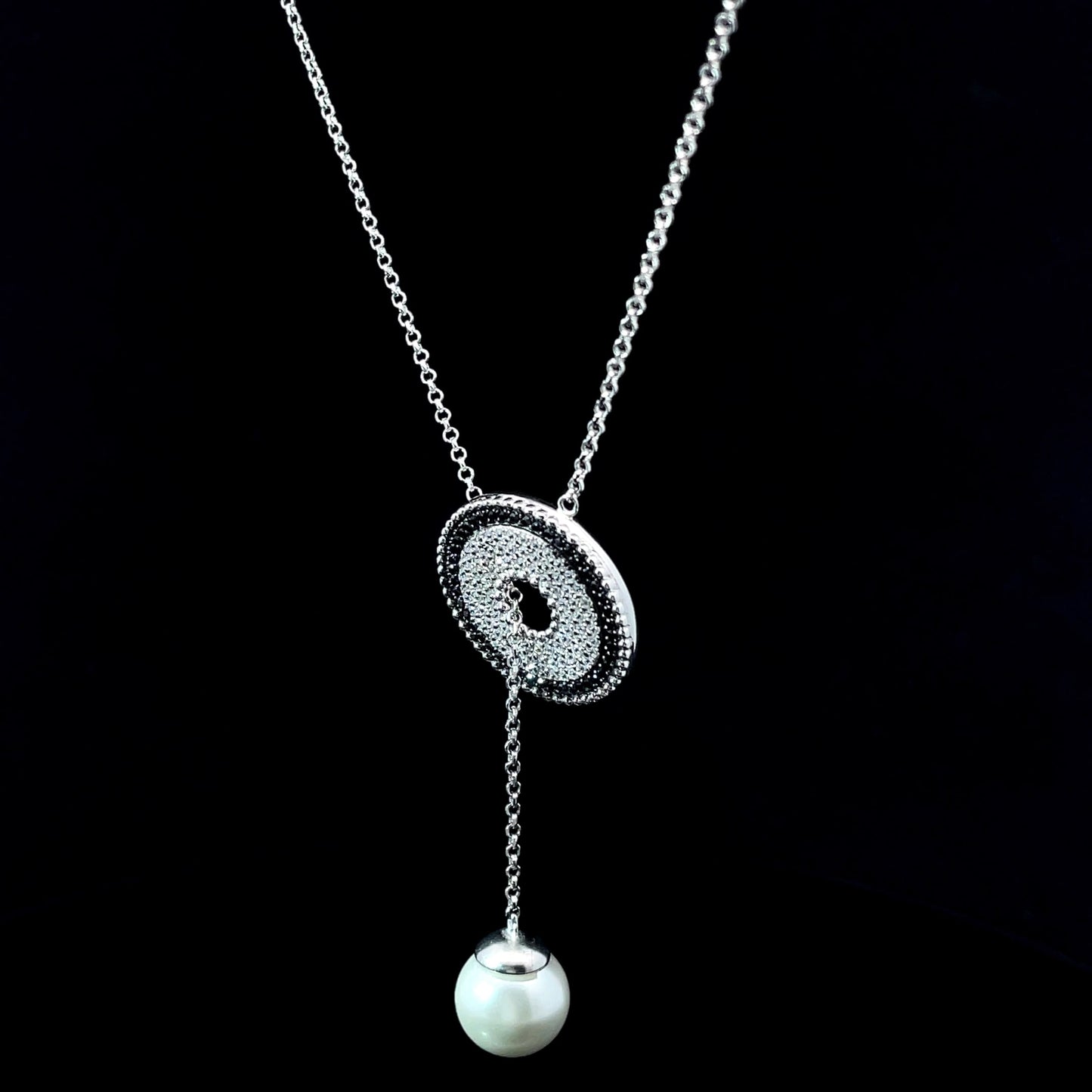 SILVER HALO DROP NECKLACE