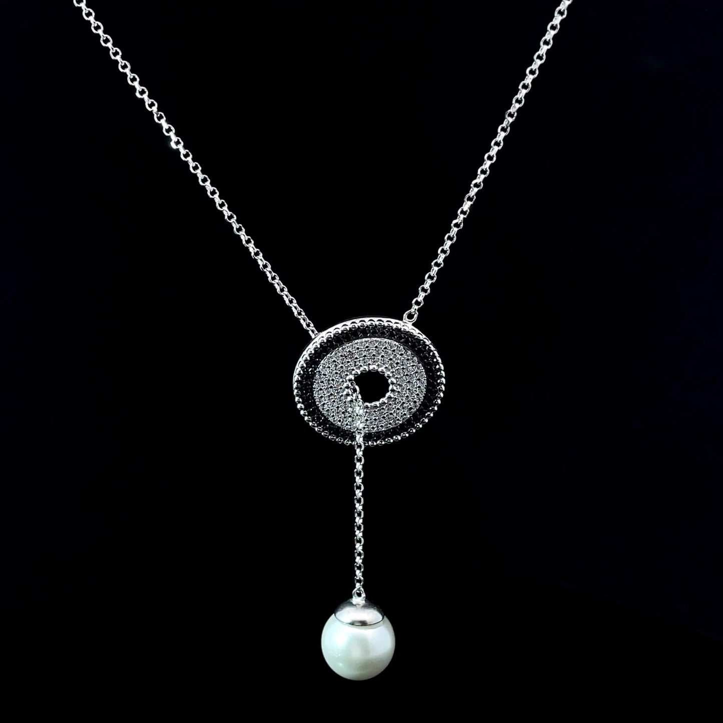 SILVER HALO DROP NECKLACE