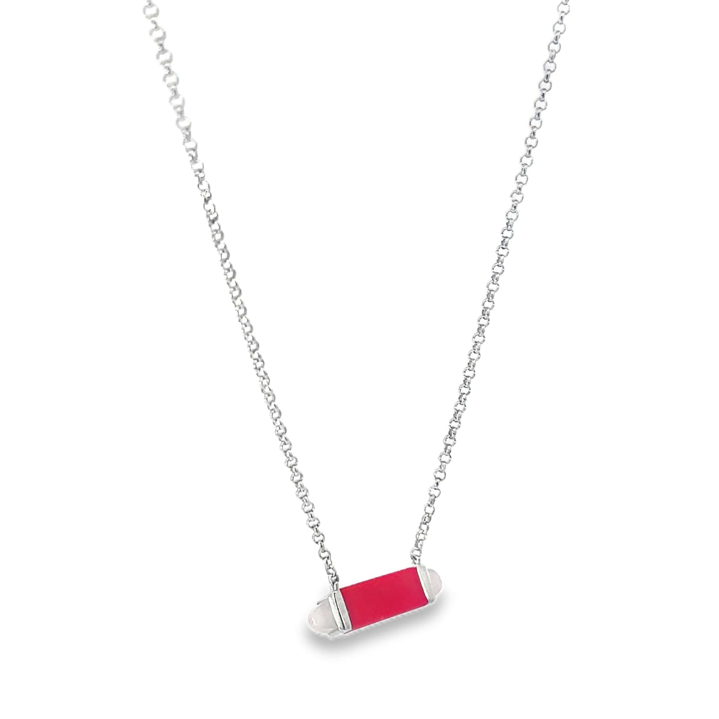 SILVER RUBY BAR CHAIN