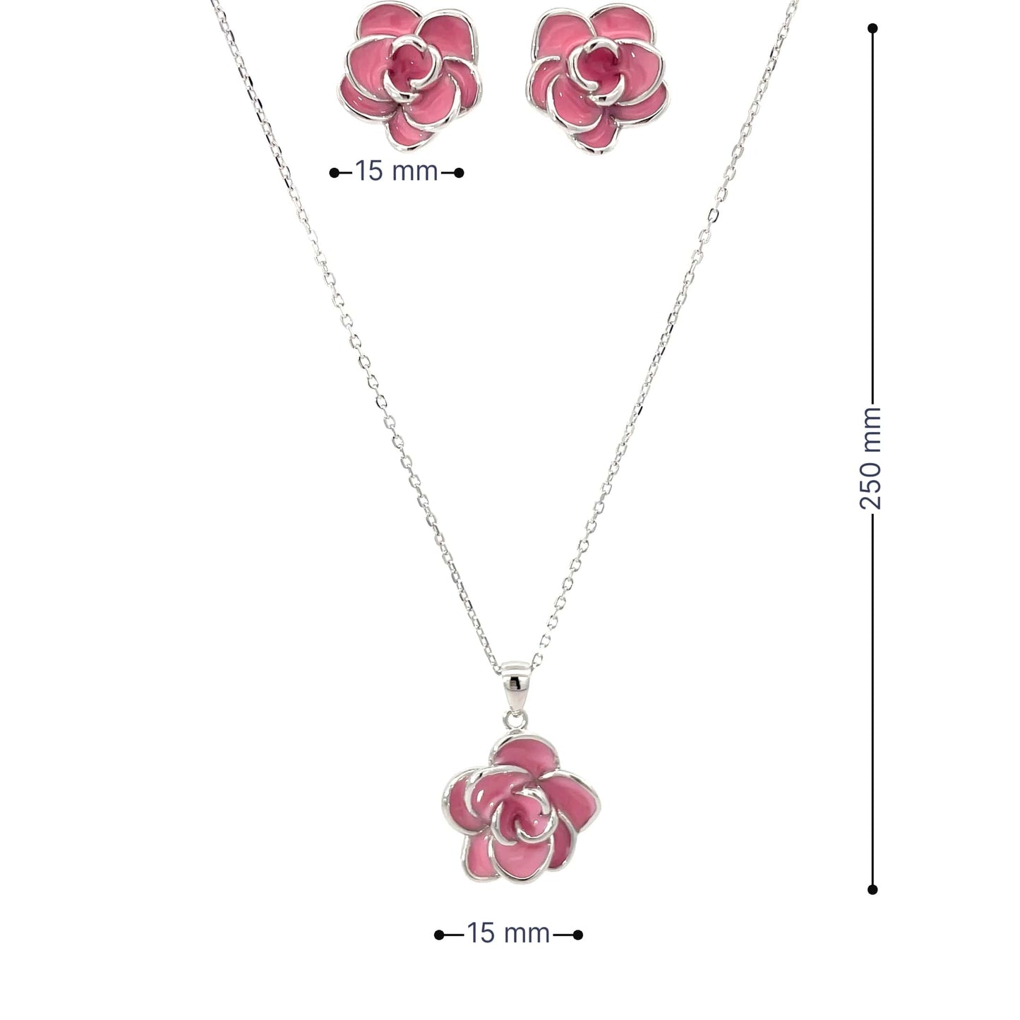 ROSE BLOOM SILVER PENDANT SET
