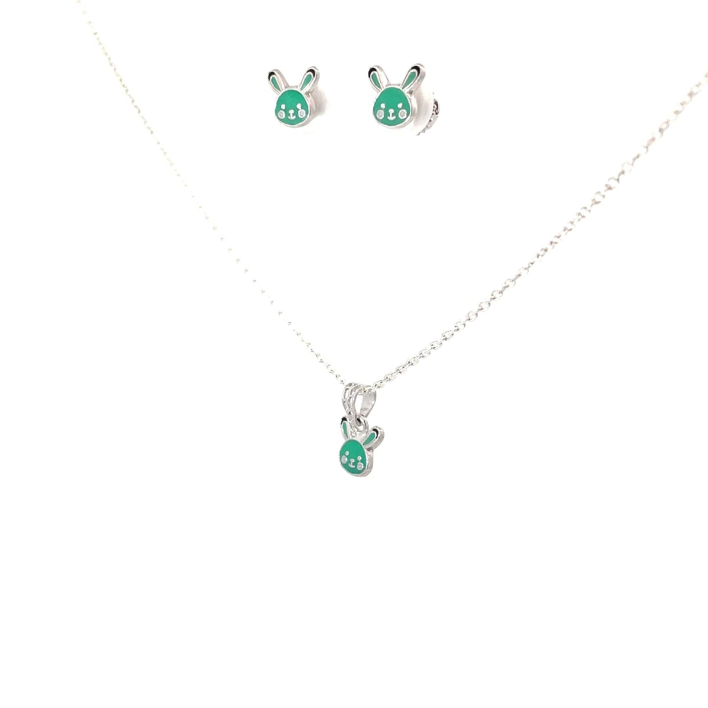GREEN BUNNY KIDS SET SILVER