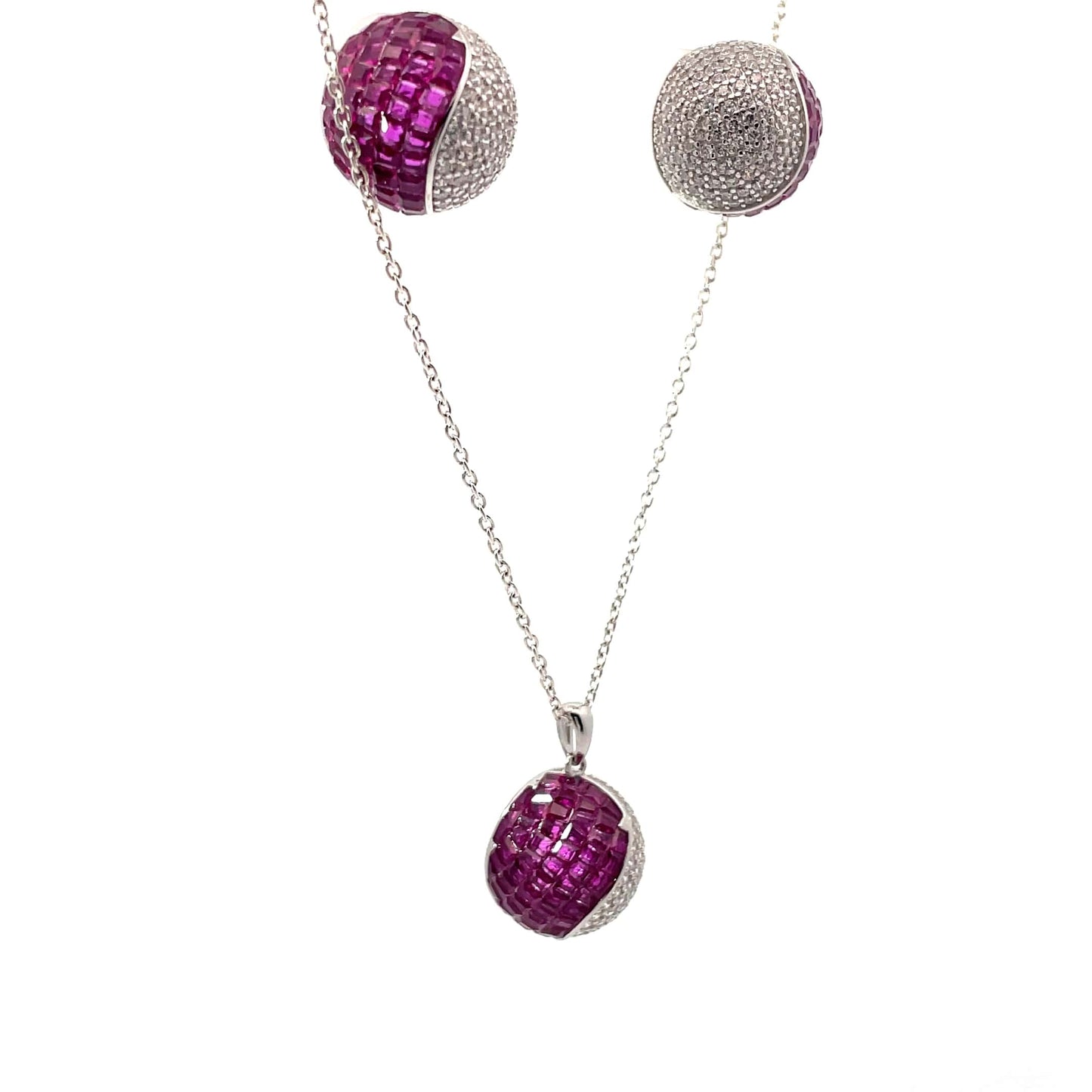 MAGENTA MOONLIGHT SILVER PENDANT SET