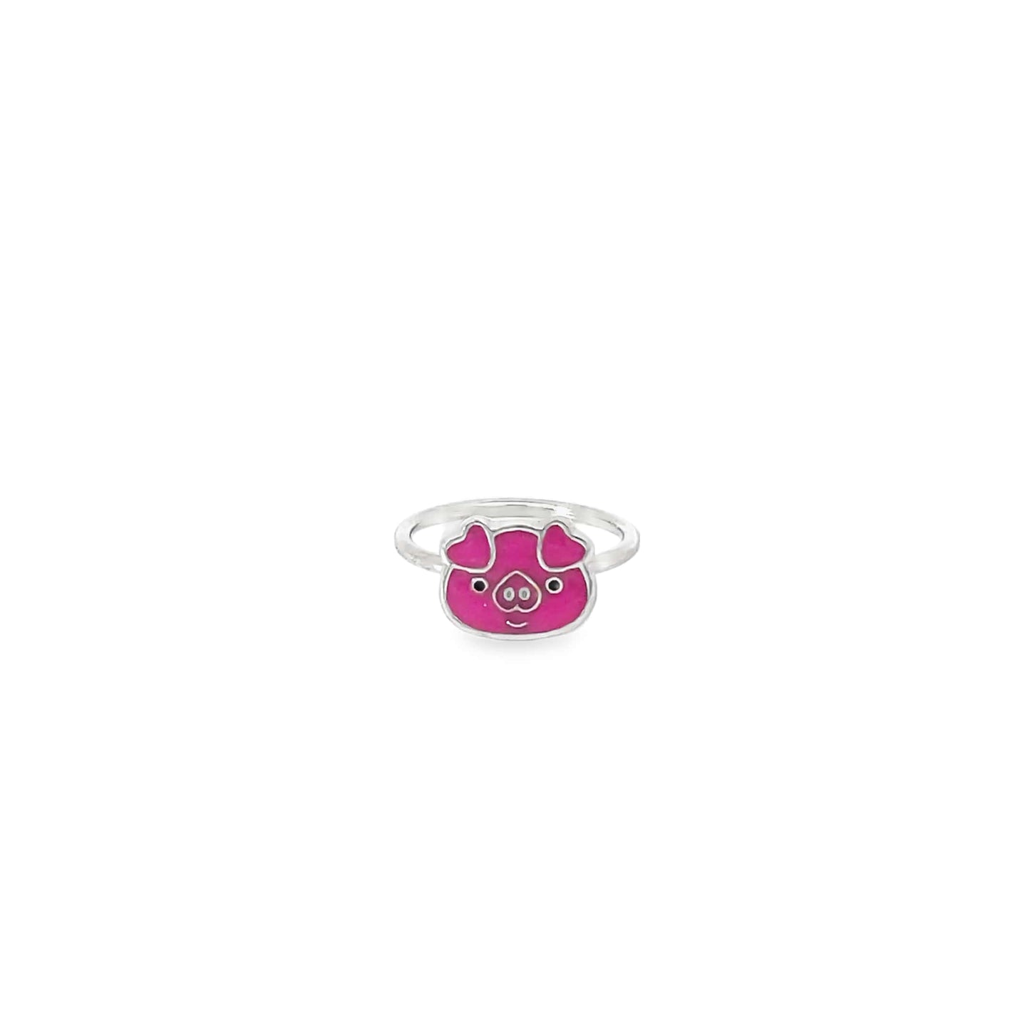 PINK PIGGY FUN SILVER RING