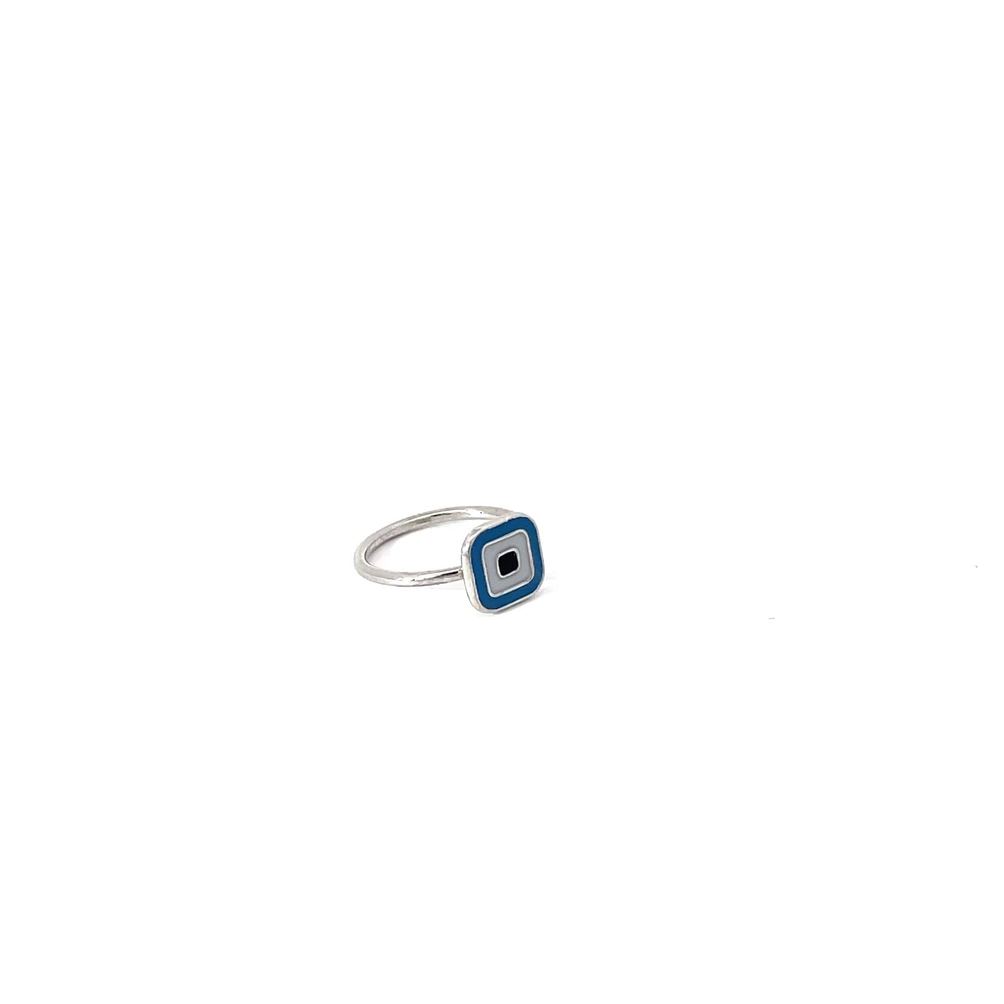 BLUE EVIL EYE SILVER RING
