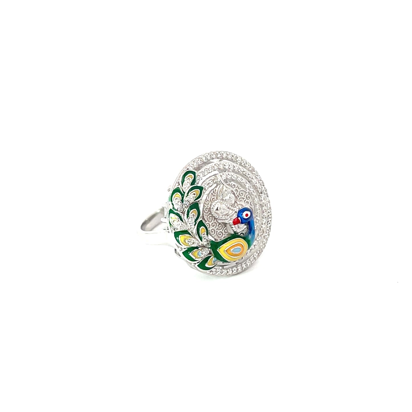 SILVER PEACOCK SPLENDOR RING