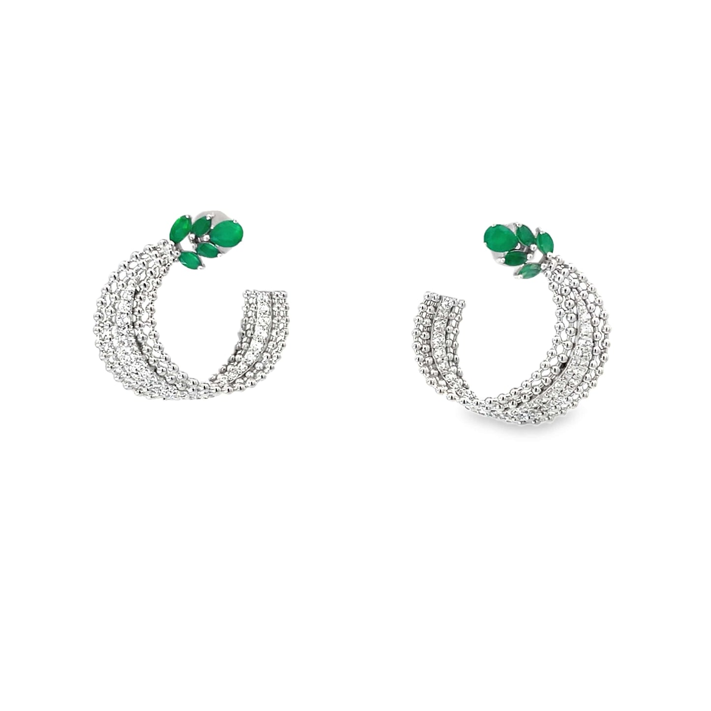 EMERALD BLOOM SILVER EARRINGS