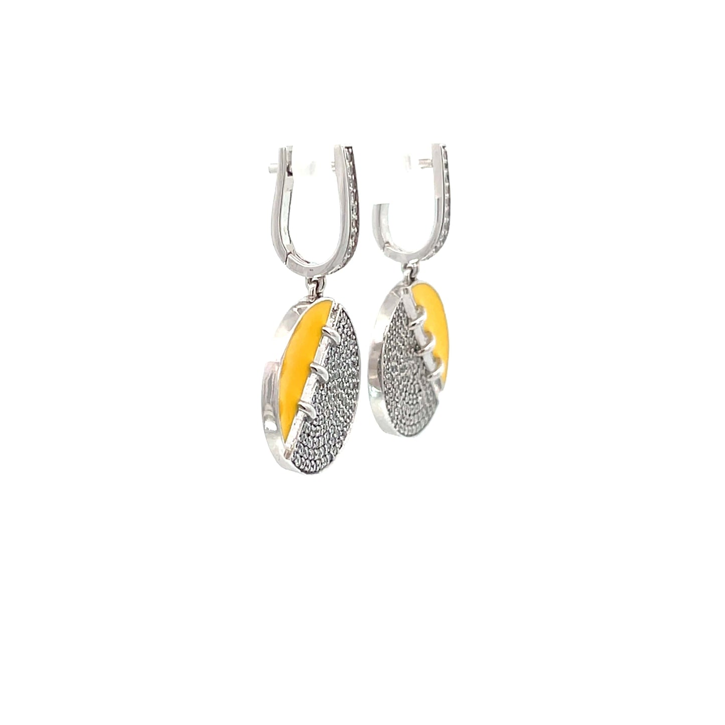 SILVER EARRING-YELLOW ENAMEL EARRING
