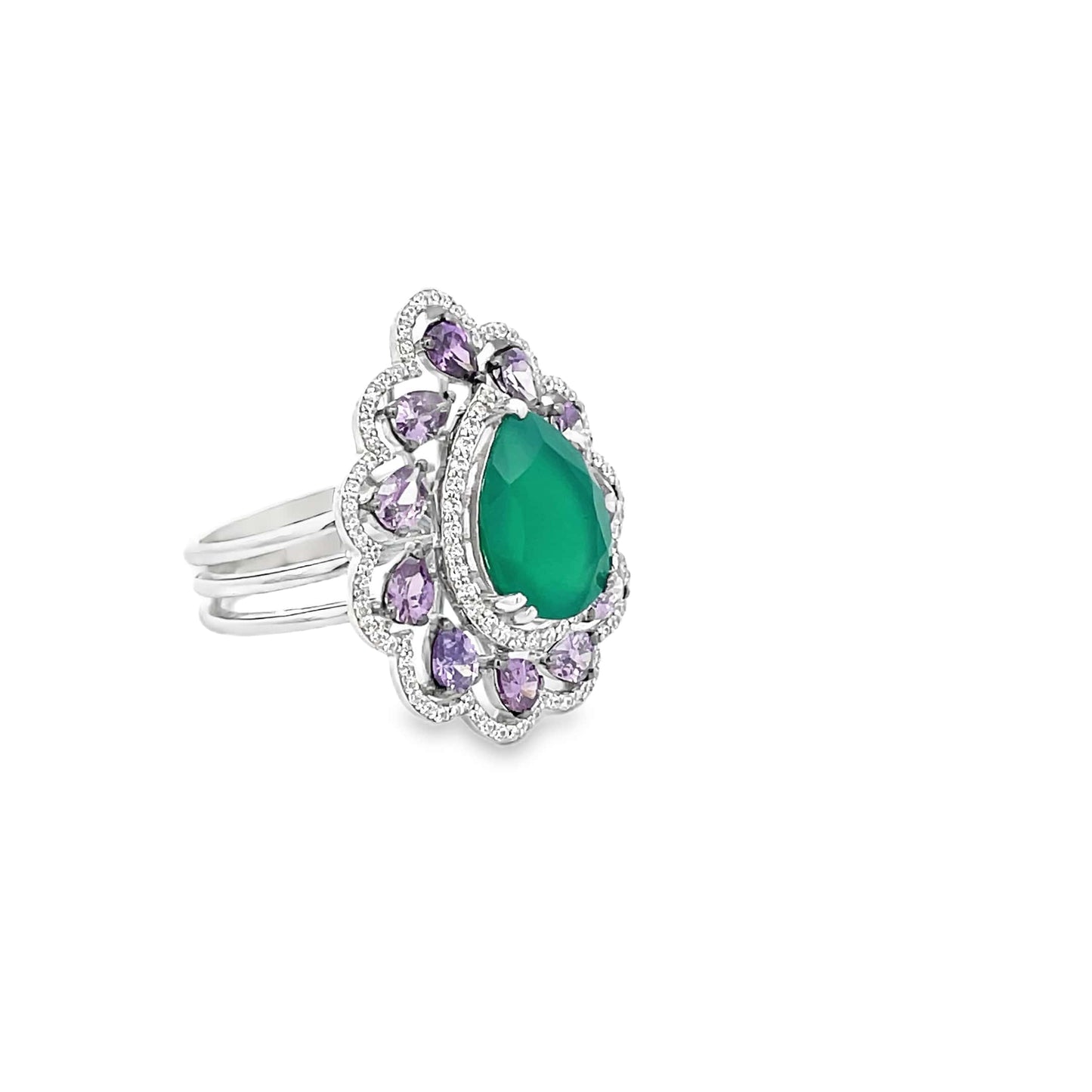 LAVENDER DEW COCKTAIL SILVER RING