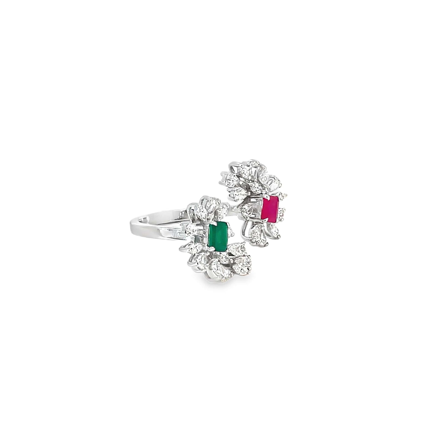TWIN BLOOM COCKTAIL SILVER RING