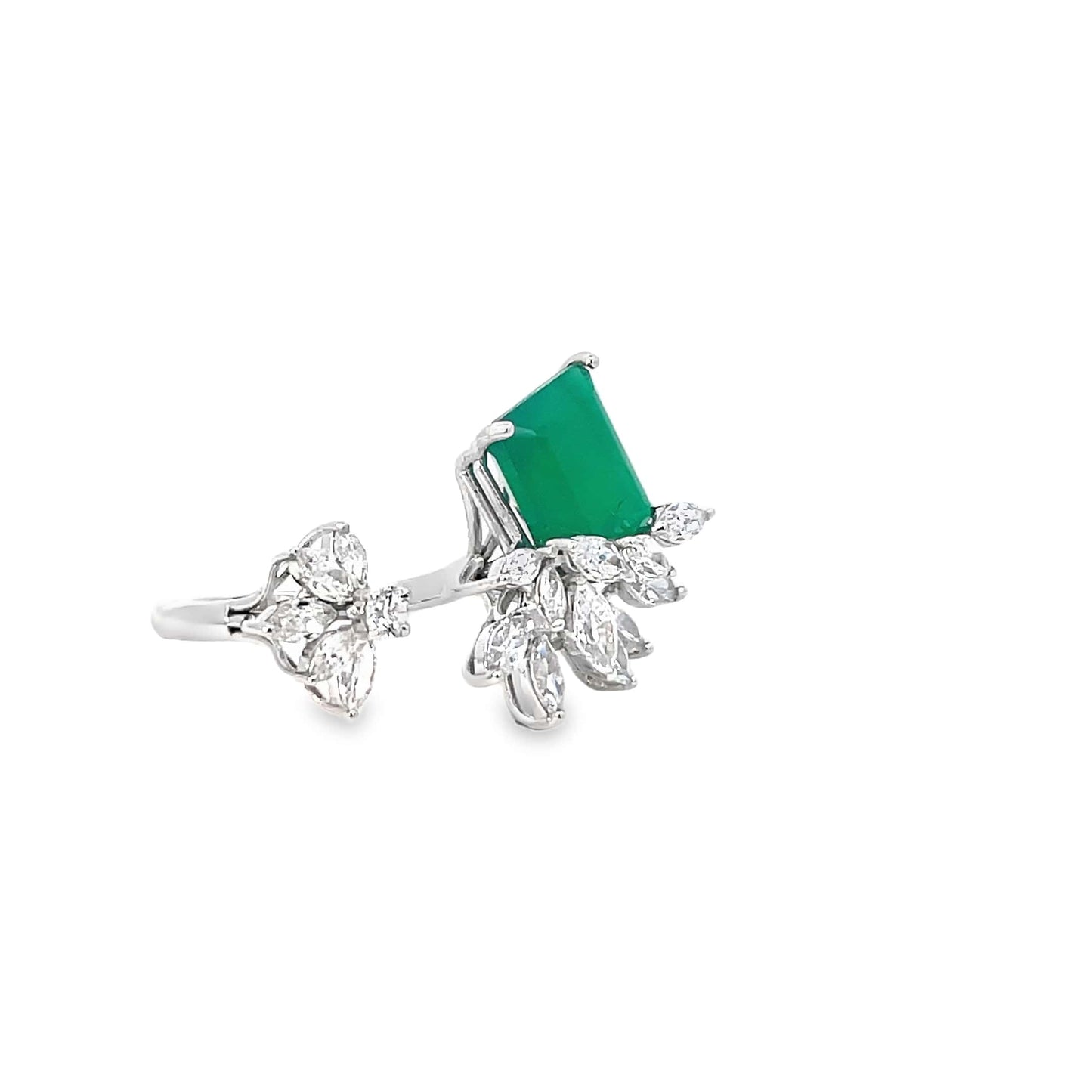 EMERALD BREEZE COCKTAIL SILVER RING