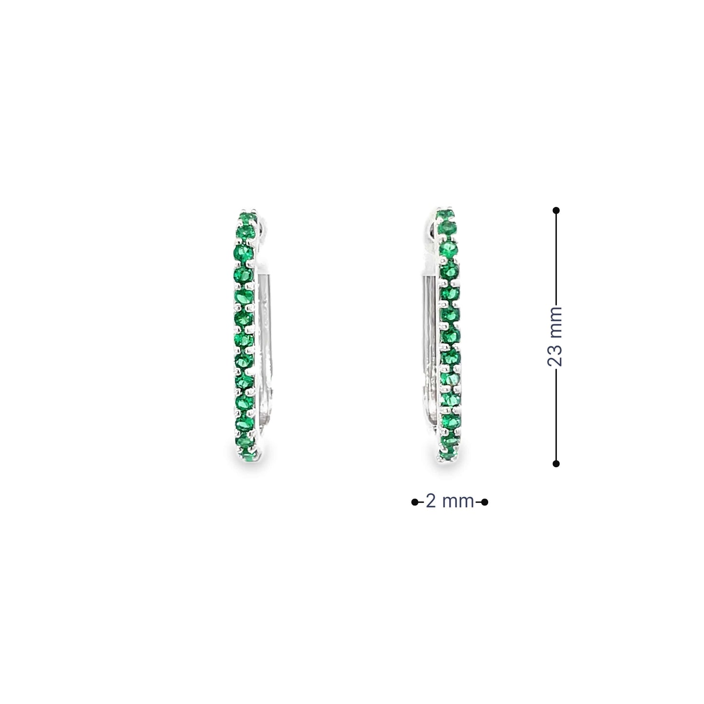 GREEN GLINT SILVER HOOPS