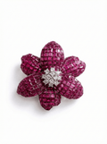CRIMSON FLOWER SILVER BROOCH
