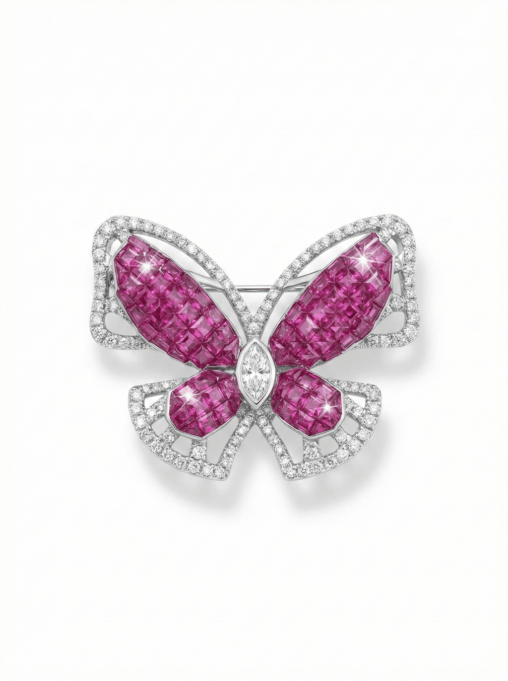 RUBY FLUTTER SILVER BROOCH