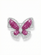 RUBY FLUTTER SILVER BROOCH
