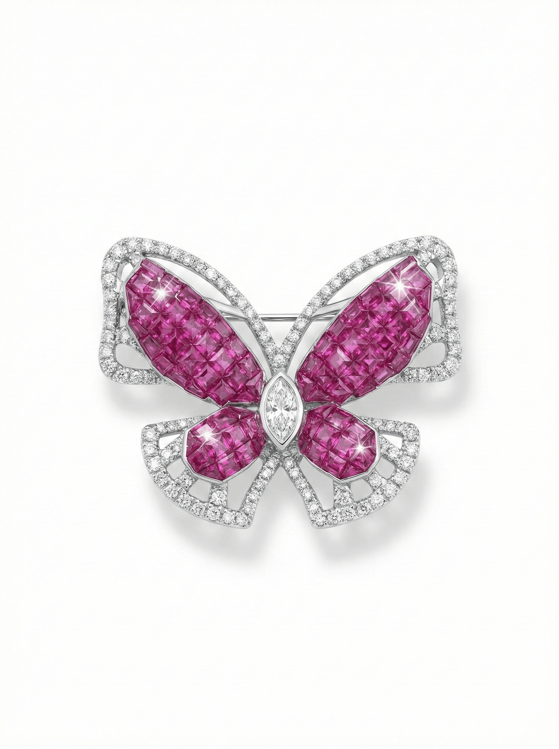 RUBY FLUTTER SILVER BROOCH