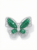 EMERALD FLUTTER SILVER BROOCH