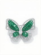 EMERALD FLUTTER SILVER BROOCH