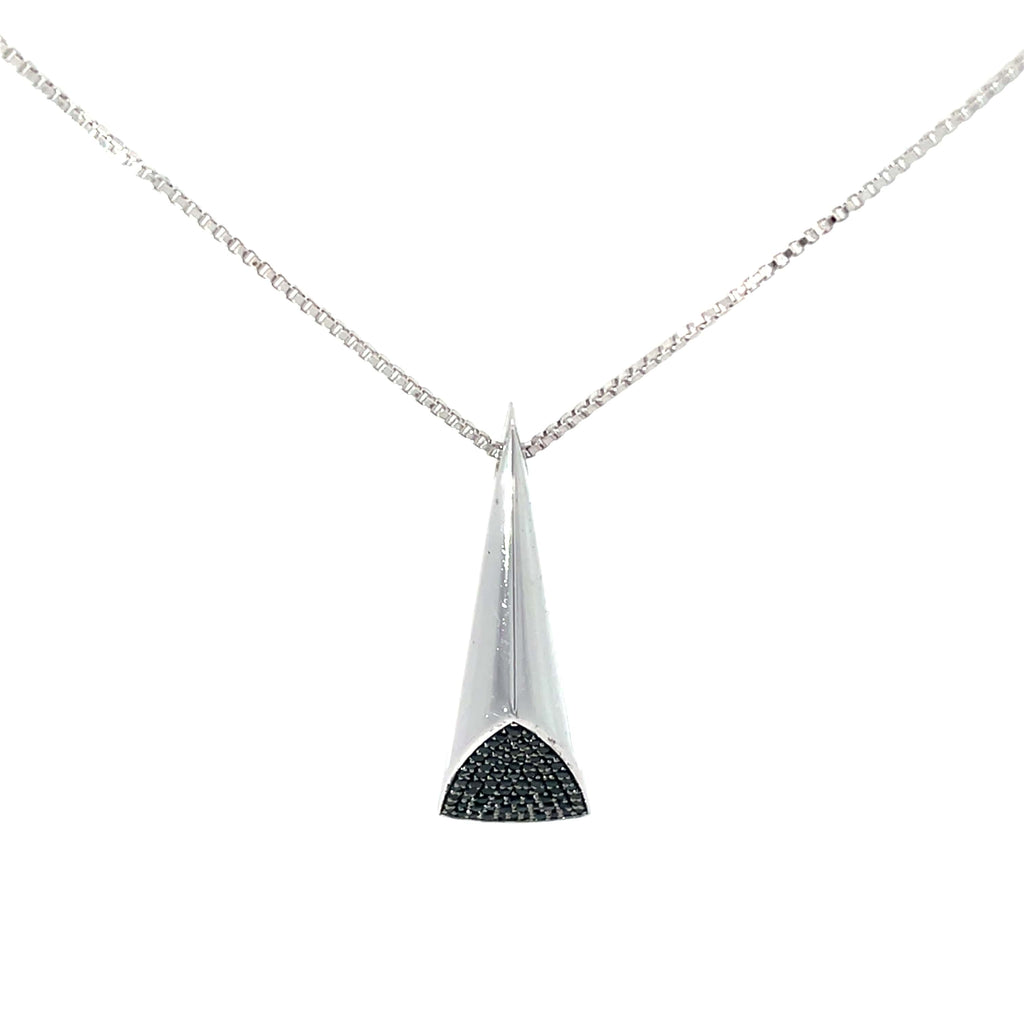 BLACK EDGE TRIANGLE SILVER PENDANT CHAIN
