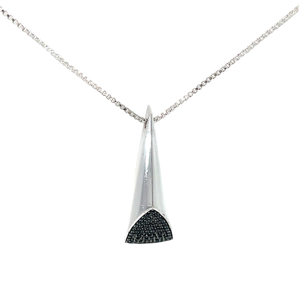 BLACK EDGE TRIANGLE SILVER PENDANT CHAIN