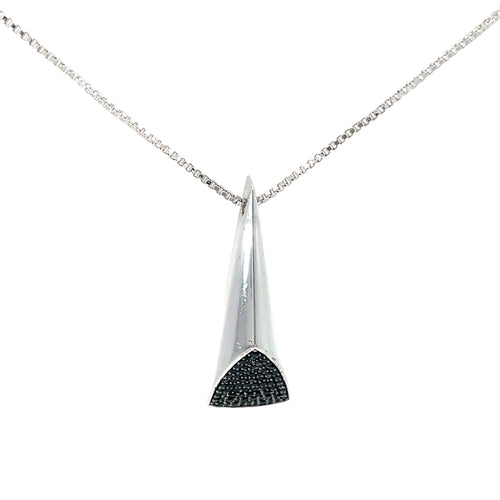 BLACK EDGE TRIANGLE SILVER PENDANT CHAIN