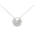 GLIMMERING ROUND MEDALLION SILVER PENDANT CHAIN