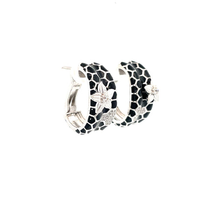 ELEGANT FLORAL SILVER HOOP EARRINGS